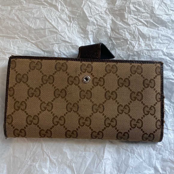 Gucci wallet with canvas/leather monogram tan and brown wallet sold as is - Picture 4 of 16